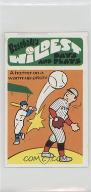 1974 Fleer Cloth Patches - Laughlin Baseball's Wildest Days and Plays #28 - A Homer on a warm-up pitch! [Good to VG‑EX]