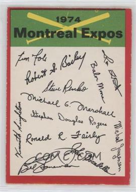 1974 O-Pee-Chee - Team Checklists #_MOEX - Montreal Expos Team [Good to VG‑EX]