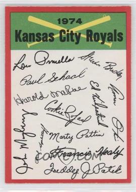 1974 O-Pee-Chee - Team Checklists #KACR - Kansas City Royals