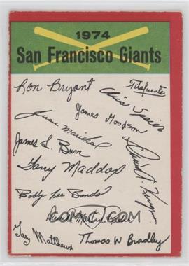1974 O-Pee-Chee - Team Checklists #SAFG - San Francisco Giants