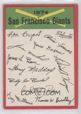 1974 O-Pee-Chee - Team Checklists #SAFG - San Francisco Giants [Good to VG‑EX]