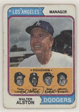 1974 Topps - [Base] #144 - Dodgers Coaches (Walter Alston, Tom Lasorda, Jim Gilliam, Red Adams, Monty Basgall) [Poor to Fair]