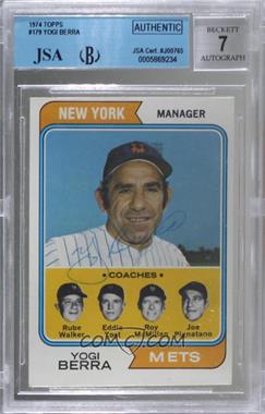 1974 Topps - [Base] #179 - Mets Coaches (Yogi Berra, Rube Walker, Eddie Yost, Roy McMillan, Joe Pignatano) [JSA Certified Encased by BGS]