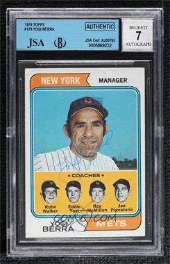 1974 Topps - [Base] #179 - Mets Coaches (Yogi Berra, Rube Walker, Eddie Yost, Roy McMillan, Joe Pignatano) [JSA Certified Encased by BGS]