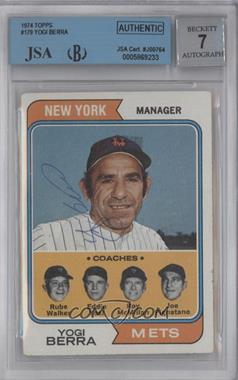 1974 Topps - [Base] #179 - Mets Coaches (Yogi Berra, Rube Walker, Eddie Yost, Roy McMillan, Joe Pignatano) [JSA Certified Encased by BGS]