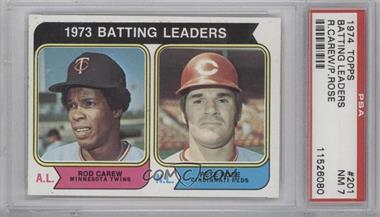 1974 Topps - [Base] #201 - League Leaders - Pete Rose, Rod Carew [PSA 7 NM]