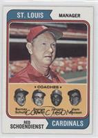 Cardinals Coaches (Red Schoendienst, Barney Schultz, George Kissell, Johnny Lew…