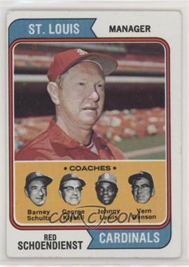 1974 Topps - [Base] #236 - Cardinals Coaches (Red Schoendienst, Barney Schultz, George Kissell, Johnny Lewis, Vern Benson)