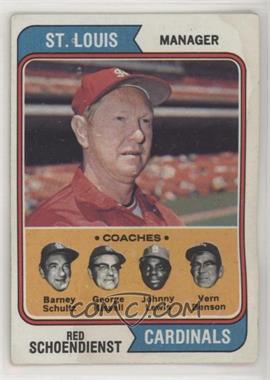 1974 Topps - [Base] #236 - Cardinals Coaches (Red Schoendienst, Barney Schultz, George Kissell, Johnny Lewis, Vern Benson) [Poor to Fair]