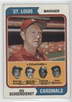 Cardinals Coaches (Red Schoendienst, Barney Schultz, George Kissell, Johnny Lew…