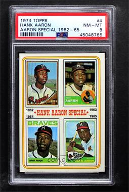 1974 Topps - [Base] #4 - Hank Aaron Special (1962,1963,1964,1965) [PSA 8 NM‑MT]