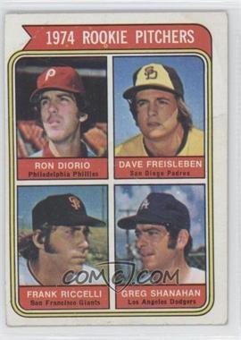 1974 Topps - [Base] #599.1 - Rookie Pitchers - Ron Diorio, Dave Freisleben, Frank Riccelli, Greg Shanahan (San Diego Small Print)