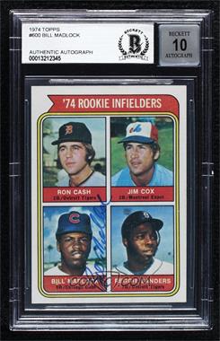 1974 Topps - [Base] #600 - Rookie Infielders - Ron Cash, Jim Cox, Bill Madlock, Reggie Sanders [BAS Authentic]