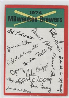 1974 Topps - Team Checklists #_MIBR.1 - Milwaukee Brewers (One Star on Back) [Good to VG‑EX]