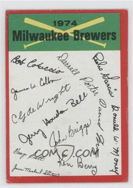 1974 Topps - Team Checklists #_MIBR.1 - Milwaukee Brewers (One Star on Back) [Good to VG‑EX]