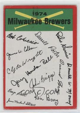 1974 Topps - Team Checklists #_MIBR.1 - Milwaukee Brewers (One Star on Back) [Good to VG‑EX]