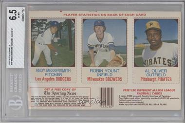 1975 Hostess All-Star Team - Triple Panels #79-81 - Andy Messersmith, Robin Yount, Al Oliver [BGS 6.5 EX‑MT+]