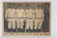 Lou Gehrig, Tony Lazzeri, Mark Koenig, Joe Dugan (Copyright date on right)