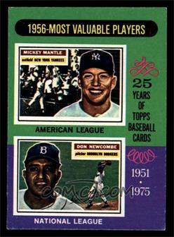 1975 Topps - [Base] - Minis #194 - Most Valuable Players - Mickey Mantle, Don Newcombe [EX]