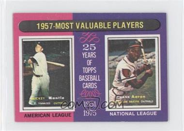 1975 Topps - [Base] - Minis #195 - Most Valuable Players - Mickey Mantle, Hank Aaron