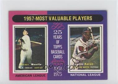 1975 Topps - [Base] - Minis #195 - Most Valuable Players - Mickey Mantle, Hank Aaron