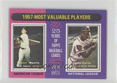 1975 Topps - [Base] - Minis #195 - Most Valuable Players - Mickey Mantle, Hank Aaron