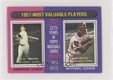 1975 Topps - [Base] - Minis #195 - Most Valuable Players - Mickey Mantle, Hank Aaron