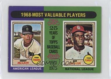 1975 Topps - [Base] - Minis #206 - Most Valuable Players - Denny McLain, Bob Gibson