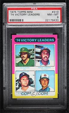 1975 Topps - [Base] - Minis #310 - League Leaders - Fergie Jenkins, Phil Niekro, Andy Messersmith, Catfish Hunter [PSA 8 NM‑MT]