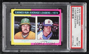 1975 Topps - [Base] - Minis #311 - League Leaders - Catfish Hunter, Buzz Capra [PSA 8 NM‑MT]