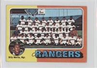 Team Checklist - Texas Rangers Team, Billy Martin [Good to VG‑E…