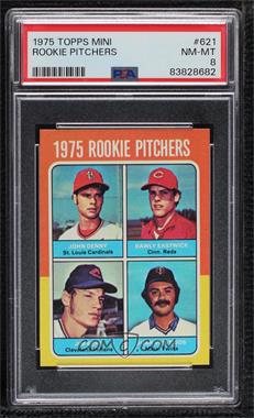 1975 Topps - [Base] - Minis #621 - 1975 Rookie Pitchers - Rawly Eastwick, Jim Kern, John Denny, Juan Veintidos [PSA 8 NM‑MT]