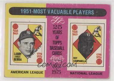 1975 Topps - [Base] #189 - Most Valuable Players - Yogi Berra, Roy Campanella [Good to VG‑EX]