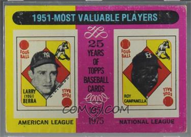 1975 Topps - [Base] #189 - Most Valuable Players - Yogi Berra, Roy Campanella [COMC RCR Poor]