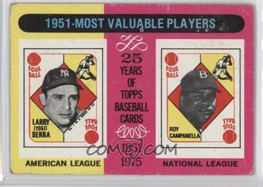 1975 Topps - [Base] #189 - Most Valuable Players - Yogi Berra, Roy Campanella [Poor to Fair]