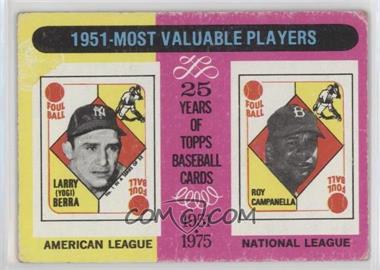 1975 Topps - [Base] #189 - Most Valuable Players - Yogi Berra, Roy Campanella [Poor to Fair]