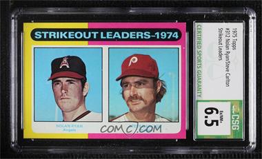 1975 Topps - [Base] #312 - League Leaders - Nolan Ryan, Steve Carlton [CSG 6.5 Ex/NM+]