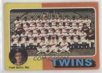 Team Checklist - Minnesota Twins Team, Frank Quilici