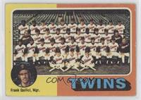 Team Checklist - Minnesota Twins Team, Frank Quilici [Poor to Fair]