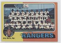 Team Checklist - Texas Rangers Team, Billy Martin [Poor to Fair]