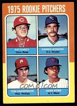 1975 Topps - [Base] #615 - 1975 Rookie Pitchers - Tom Underwood, Hank Webb, Pat Darcy, Dennis Leonard [VG EX]