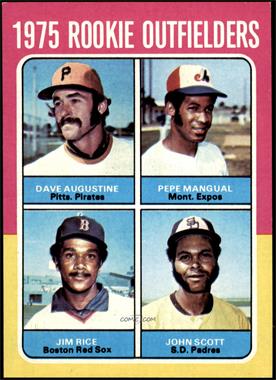 1975 Topps - [Base] #616 - 1975 Rookie Outfielders - Dave Augustine, Pepe Mangual, Jim Rice, John Scott [NM+]