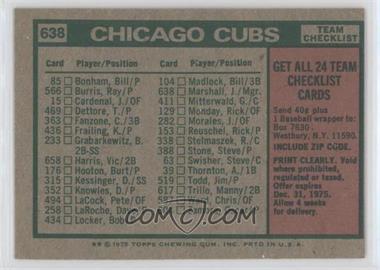 1975 Topps - [Base] #638 - Team Checklist - Chicago Cubs Team, Jim Marshall - Courtesy of COMC.com