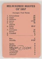 1957 Milwaukee Braves Team (Lineup Card)