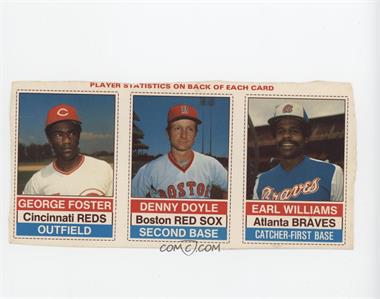 1976 Hostess All-Star Team - Triple Panels #106-108 - George Foster, Denny Doyle, Earl Williams (Brown Back)