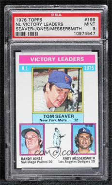 1976 Topps - [Base] #199 - League Leaders - Tom Seaver, Randy Jones, Andy Messersmith [PSA 9 MINT]