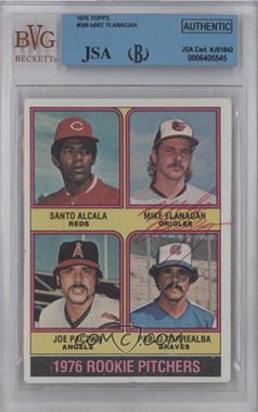 1976 Topps - [Base] #589 - 1976 Rookie Pitchers - Santo Alcala, Mike Flanagan, Joe Pactwa, Pablo Torrealba [JSA Certified Encased by BVG]