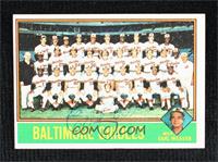 Team Checklist - Baltimore Orioles Team, Earl Weaver [JSA Certified C…