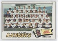 Texas Rangers Team Checklist (Frank Lucchesi) [Good to VG‑EX]