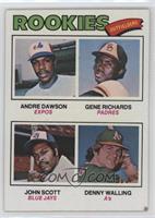 Rookie Outfielders - Andre Dawson, Gene Richards, John Scott, Denny Walling